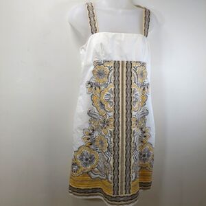Ann Taylor Loft Cream And Brown Floral  Sleeveless Dress , Size 6p